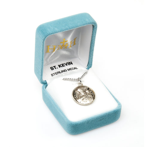 Patron Saint Kevin Round Sterling Silver Medal Keep God in Life