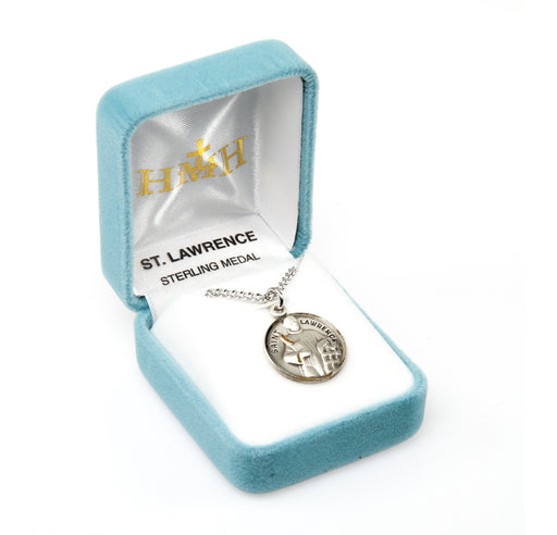 Patron Saint Lawrence Round Sterling Silver Medal Keep God in Life