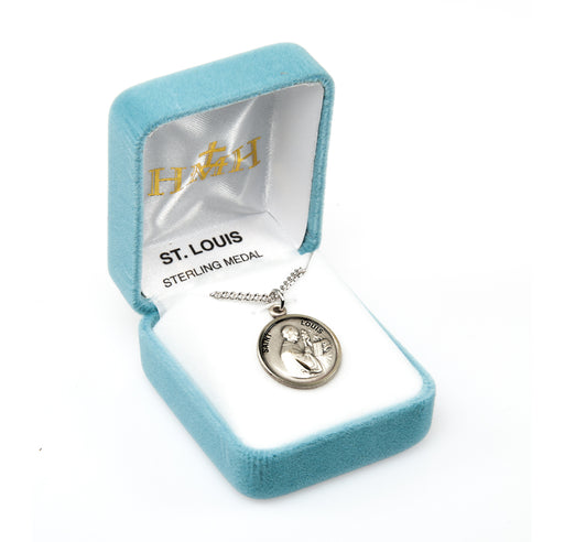 Patron Saint Louis Round Sterling Silver Medal Keep God in Life