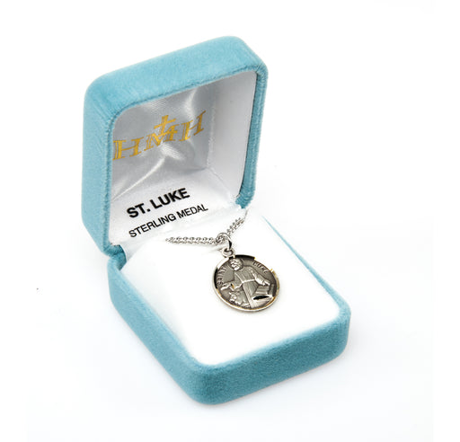 Patron Saint Luke Round Sterling Silver Medal Keep God in Life