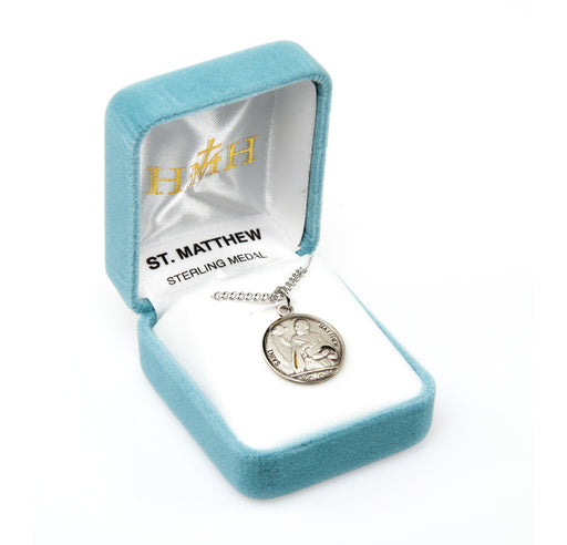 Patron Saint Matthew Round Sterling Silver Medal Keep God in Life