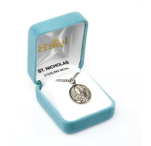 Patron Saint Nicholas Round Sterling Silver Medal Keep God in Life