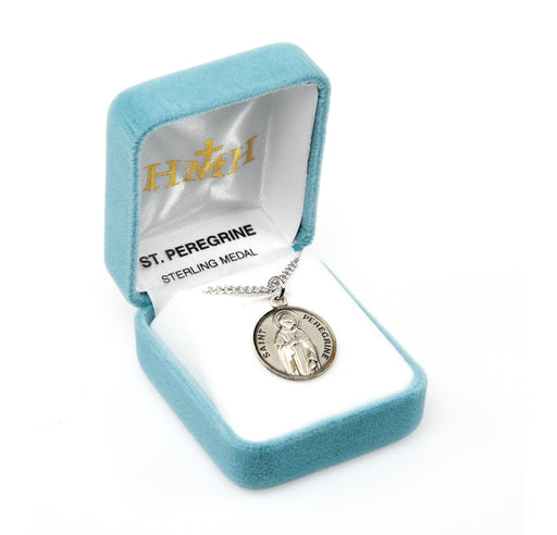 Patron Saint Peregrine Round Sterling Silver Medal Keep God in Life