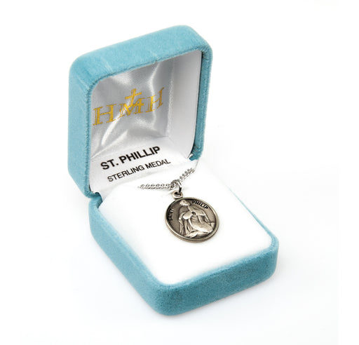Patron Saint Philip Round Sterling Silver Medal Keep God in Life