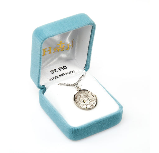 Patron Saint Pio Round Sterling Silver Medal Keep God in Life