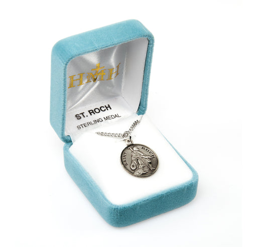 Patron Saint Roch Round Sterling Silver Medal Keep God in Life