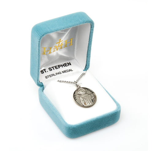 Patron Saint Stephen Round Sterling Silver Medal Keep God in Life