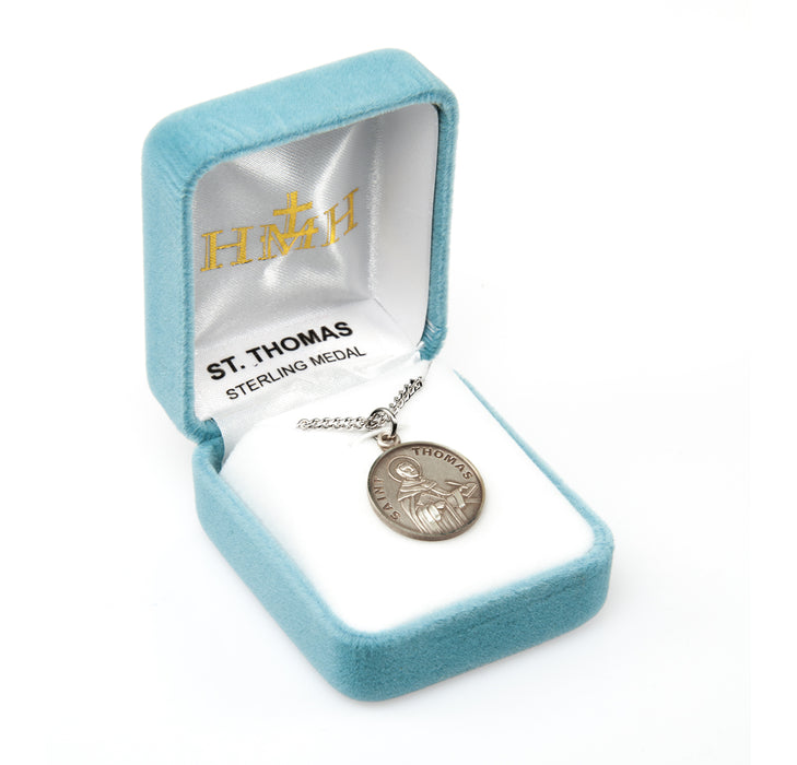 Patron Saint Thomas Aquinas Round Sterling Silver Medal Keep God in Life