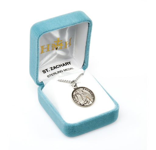 Patron Saint Zachary Round Sterling Silver Medal Keep God in Life