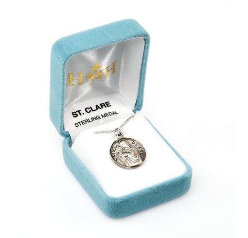 Patron Saint Clare Round Sterling Silver Medal Keep God in Life