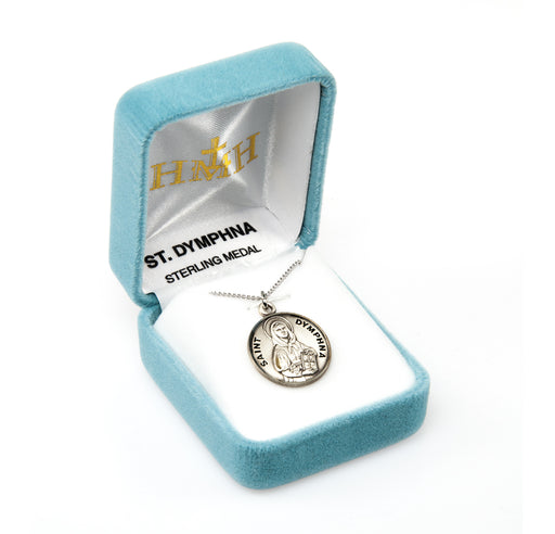 Patron Saint Dymphna Round Sterling Silver Medal Keep God in Life