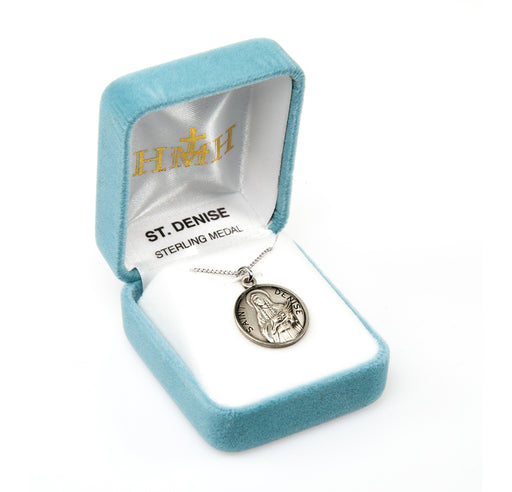 Patron Saint Denise Round Sterling Silver Medal Keep God in Life