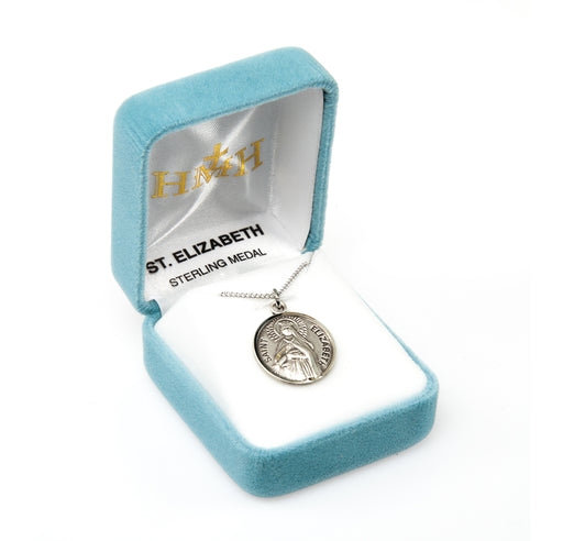 Patron Saint Elizabeth Round Sterling Silver Medal Keep God in Life