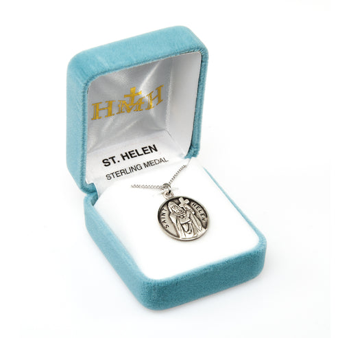 Patron Saint Helen Round Sterling Silver Medal Keep God in Life
