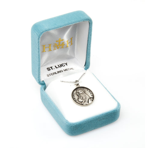 Patron Saint Lucy Round Sterling Silver Medal Keep God in Life