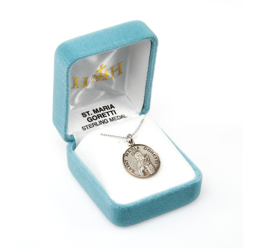 Patron Saint Maria Goretti Round Sterling Silver Medal Keep God in Life