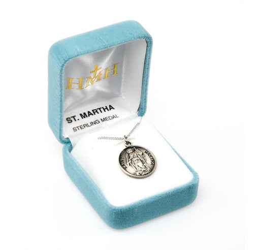 Patron Saint Martha Round Sterling Silver Medal Keep God in Life
