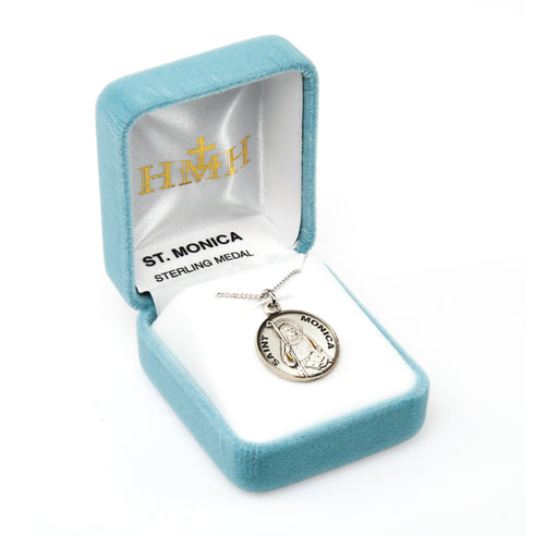 Patron Saint Monica Round Sterling Silver Medal Keep God in Life