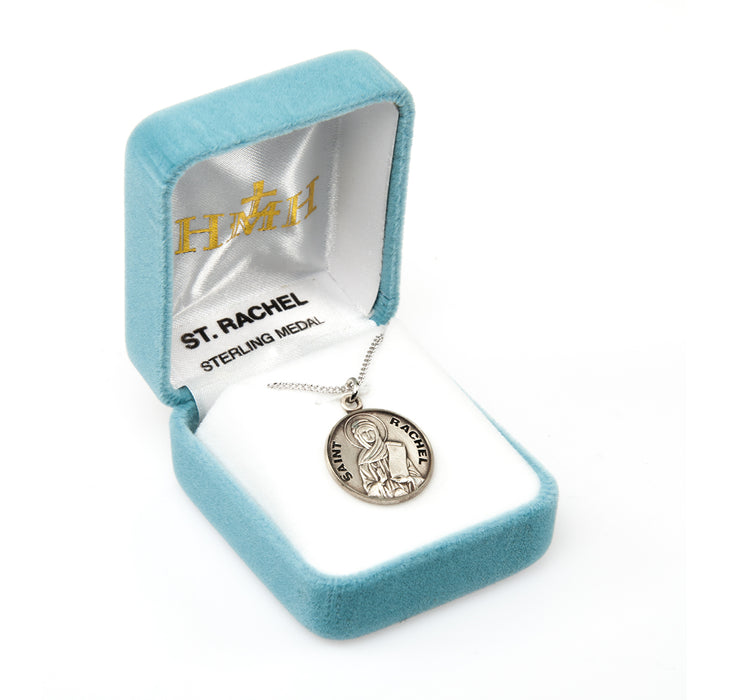 Patron Saint Rachel Round Sterling Silver Medal Keep God in Life
