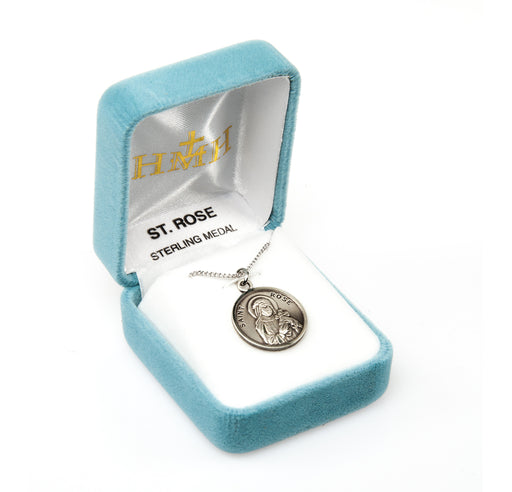 Patron Saint Rose Round Sterling Silver Medal Keep God in Life