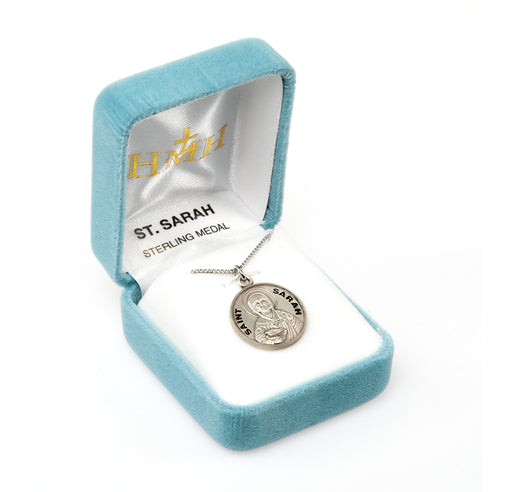 Patron Saint Sarah Round Sterling Silver Medal Keep God in Life