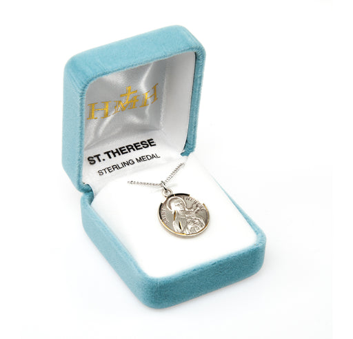 Patron Saint Therese Round Sterling Silver Medal Keep God in Life