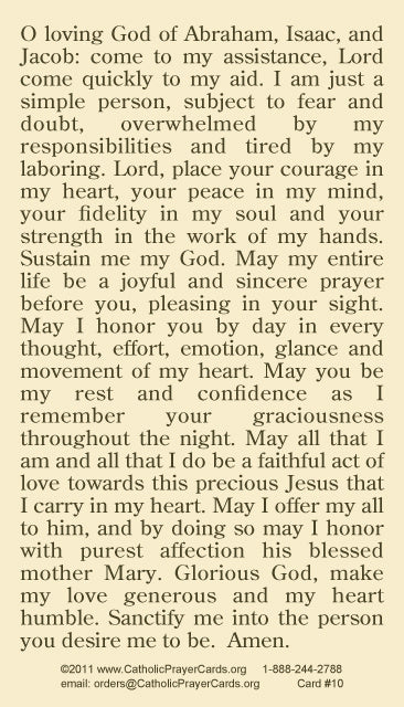 St. Joseph the Worker Prayer Card, 10-Pack Keep God in Life