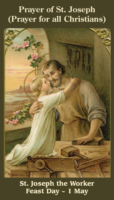 St. Joseph the Worker LAMINATED Prayer Card, 5-Pack Keep God in Life