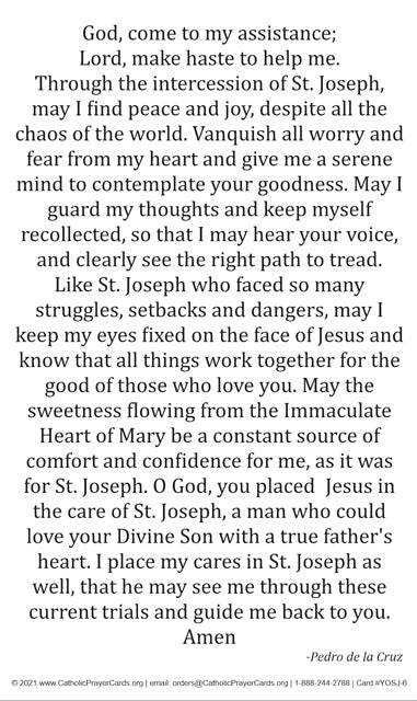 St. Joseph Peace Prayer Card 5-Pack Keep God in Life