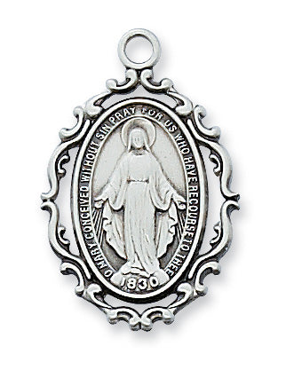 (D621MI) PEWTER MIRACULOUS 18" CHAIN Keep God in Life