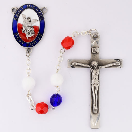 (R757F) 7MM RED,WHITE & BLUE ST. MICHA Keep God in Life