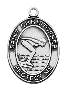 (D676SW) PEWTER GIRLS SWIMMING MEDAL Keep God in Life