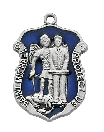 (D758) PEWTER ST MICHAEL MEDAL 24" CH Keep God in Life
