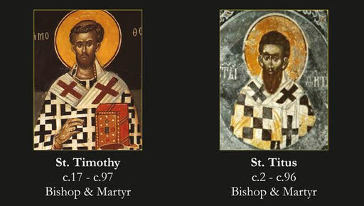 St. Timothy and St. Titus LAMINATED Prayer Card, 5-Pack Keep God in Life