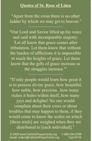 St. Rose of Lima Prayer Card, 10-Pack Keep God in Life