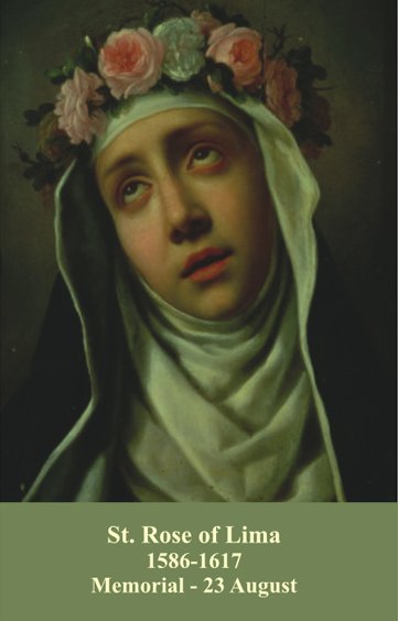 St. Rose of Lima LAMINATED Prayer Card, 5-Pack Keep God in Life