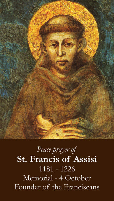 St. Francis of Assisi Peace Prayer Card, LAMINATED, 5-Pack Keep God in Life