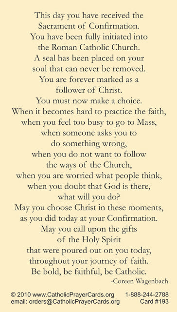 Veni Sancte Spirtus, Confirmation LAMINATED (5 Pack) Keeping God in Sports