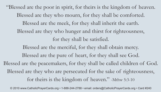 The Eight Beatitudes Prayer Card (10 Pack) Keep God in Life