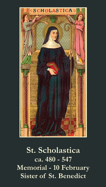 St. Scholastica LAMINATED Prayer Card 5-Pack Keep God in Life