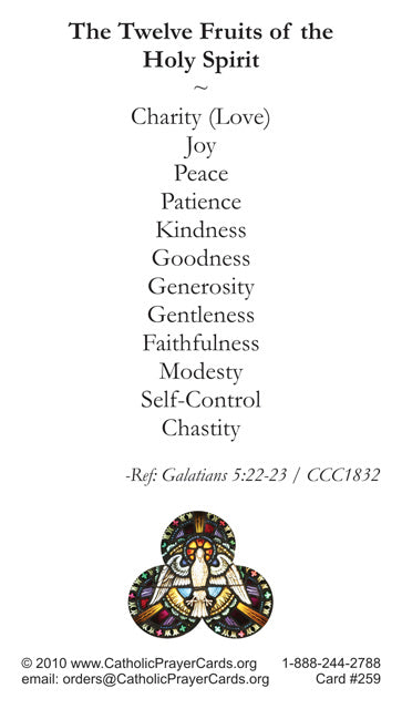 Twelve Fruits of the Holy Spirit, Seven Gifts Holy Cards LAMINATED (5 Pack) Keeping God in Sports