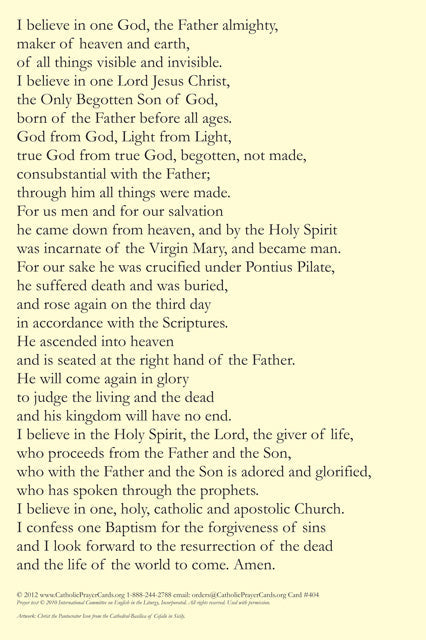 The Nicene Creed LAMINATED Prayer Card, 2-Pack Keep God in Life