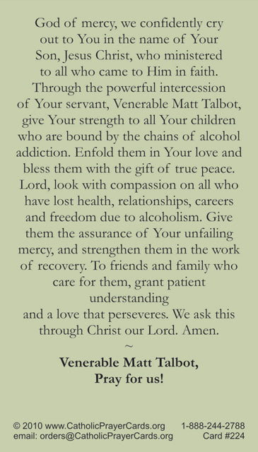 Venerable Matt Talbot Prayer Card, 10-Pack Keep God in Life