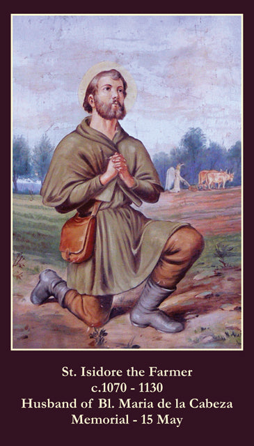 St. Isidore LAMINATED Prayer Card, 5-Pack Keep God in Life