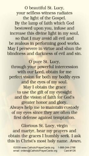 St. Lucy Prayer Card, 10-Pack Keep God in Life