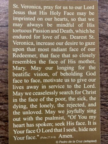 St. Veronica Prayer Card, 10-Pack Keep God in Life